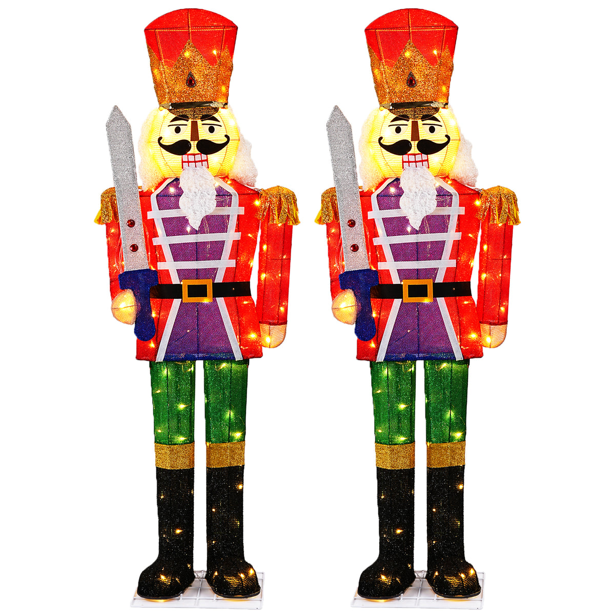 Warm White Glowing Soldier Nutcracker with 100 Lights