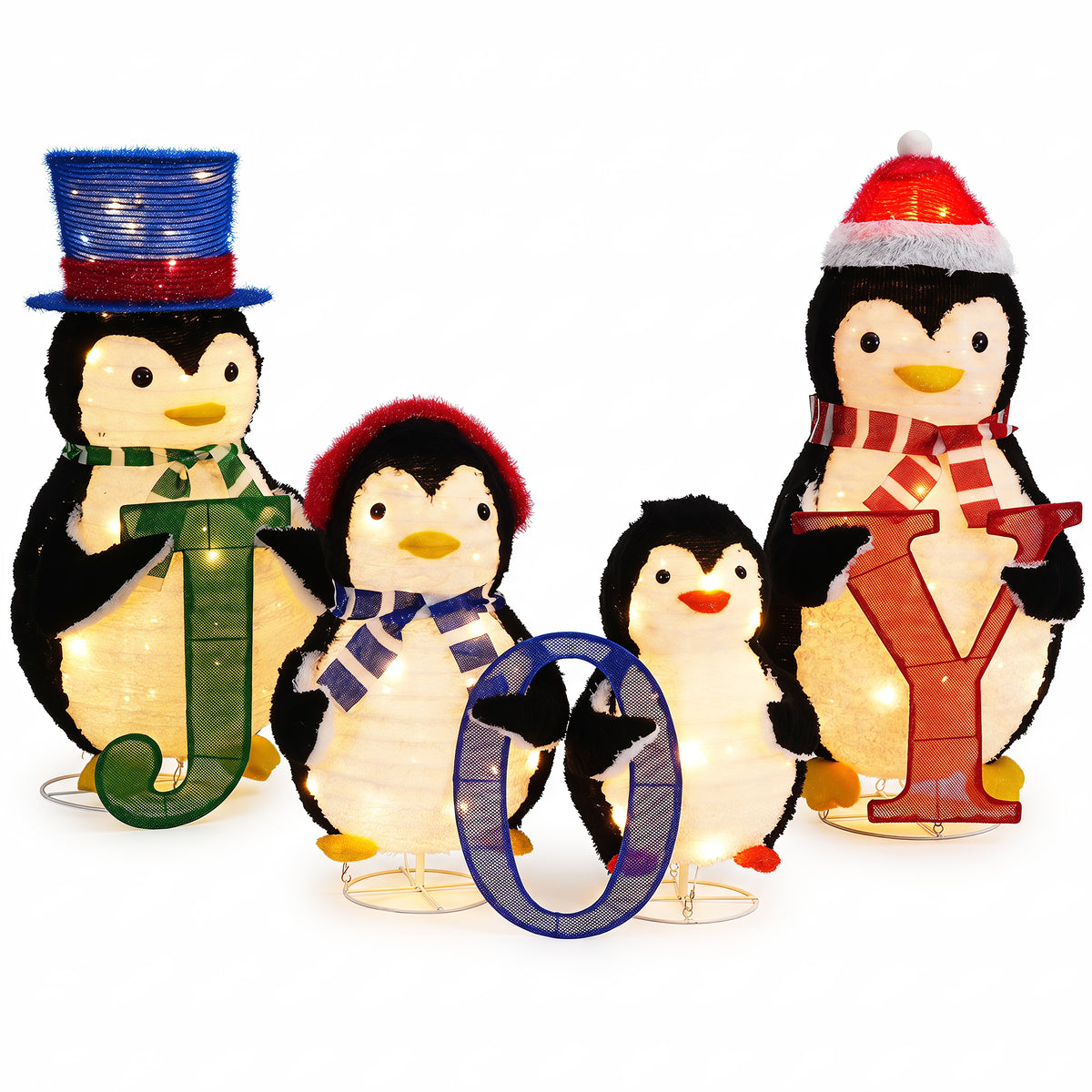 4-Piece Outdoor Lighted Christmas Penguin Family