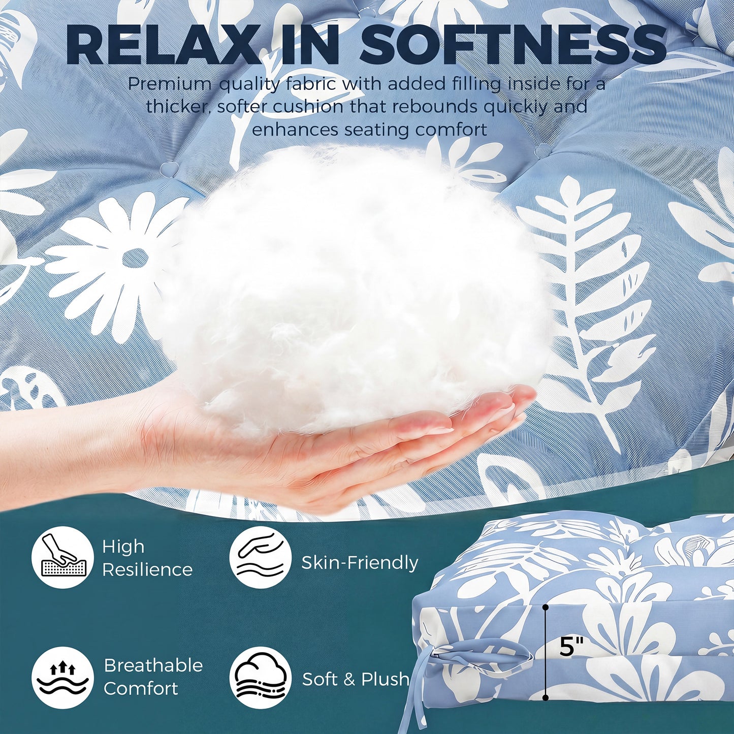 Waterproof 4-Section Chaise Lounge Cushion with Headrest
