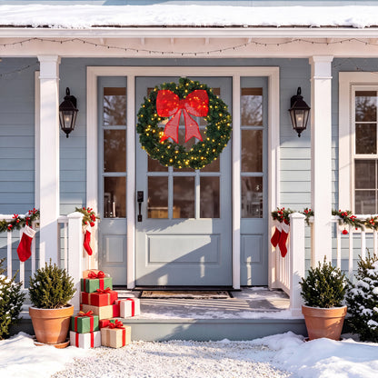 36" Outdoor Christmas Wreath PVC with LED Lights