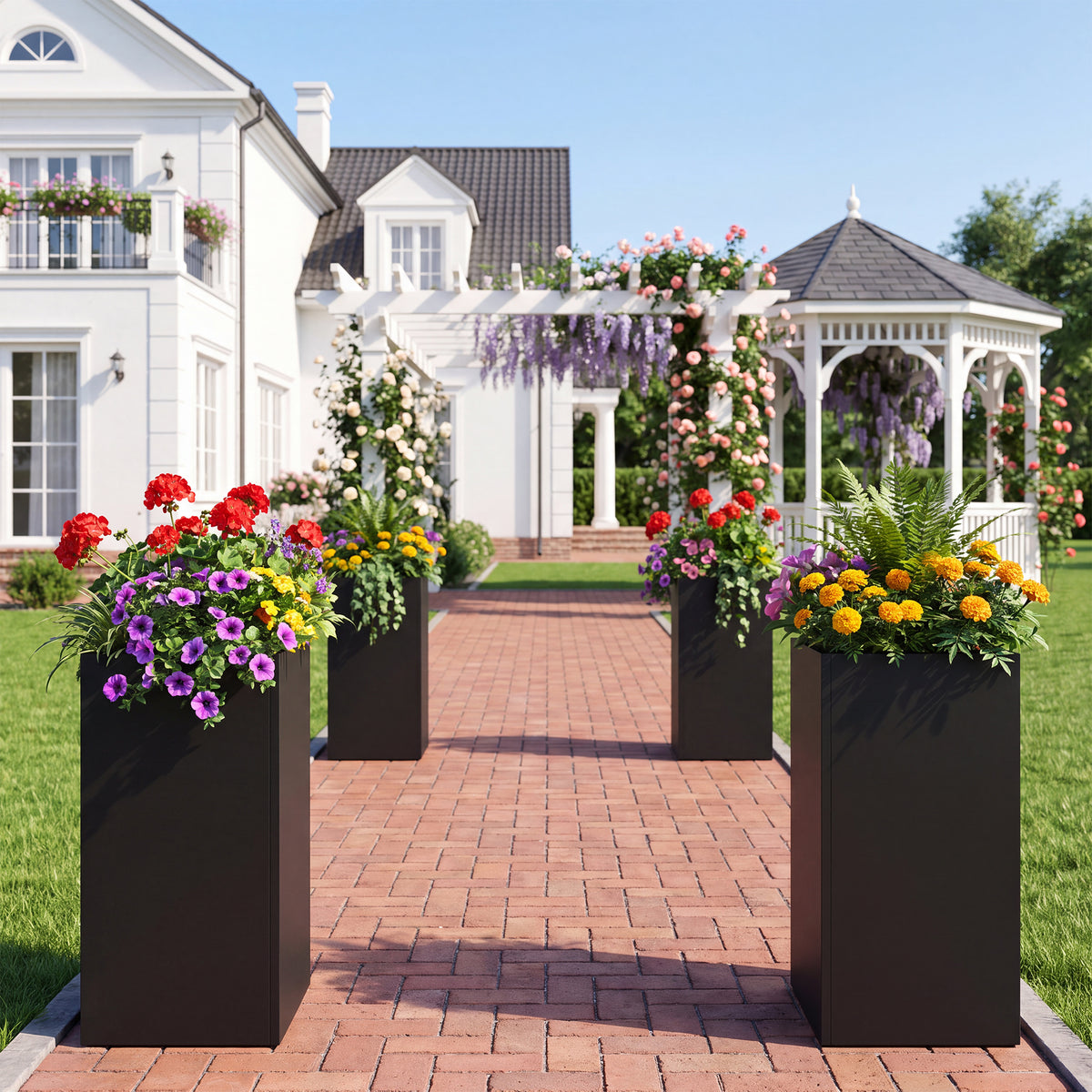 Metal Tall Rectangular Planter