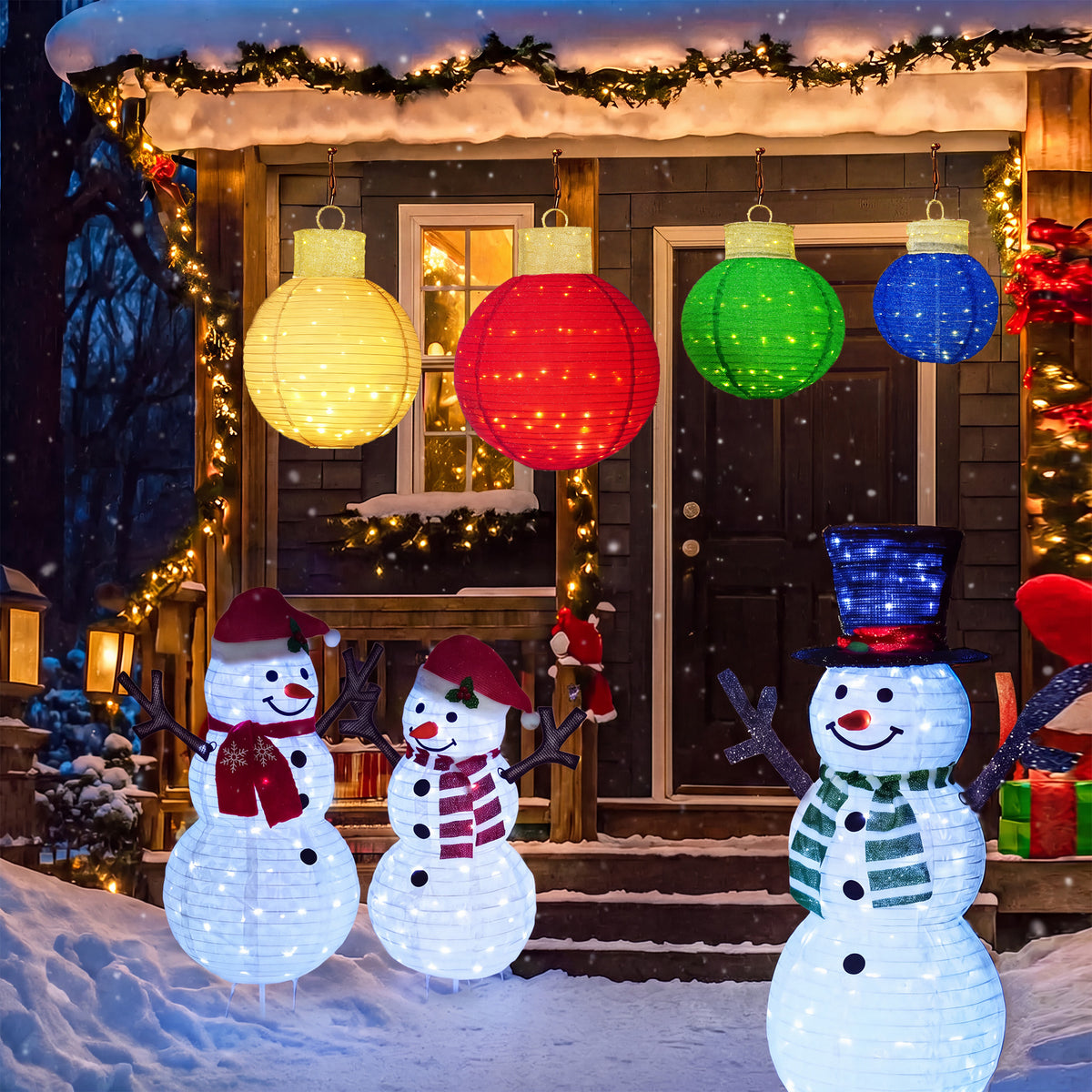 FOOWIN Lighted Pop-Up Outdoor Christmas Ornament Set