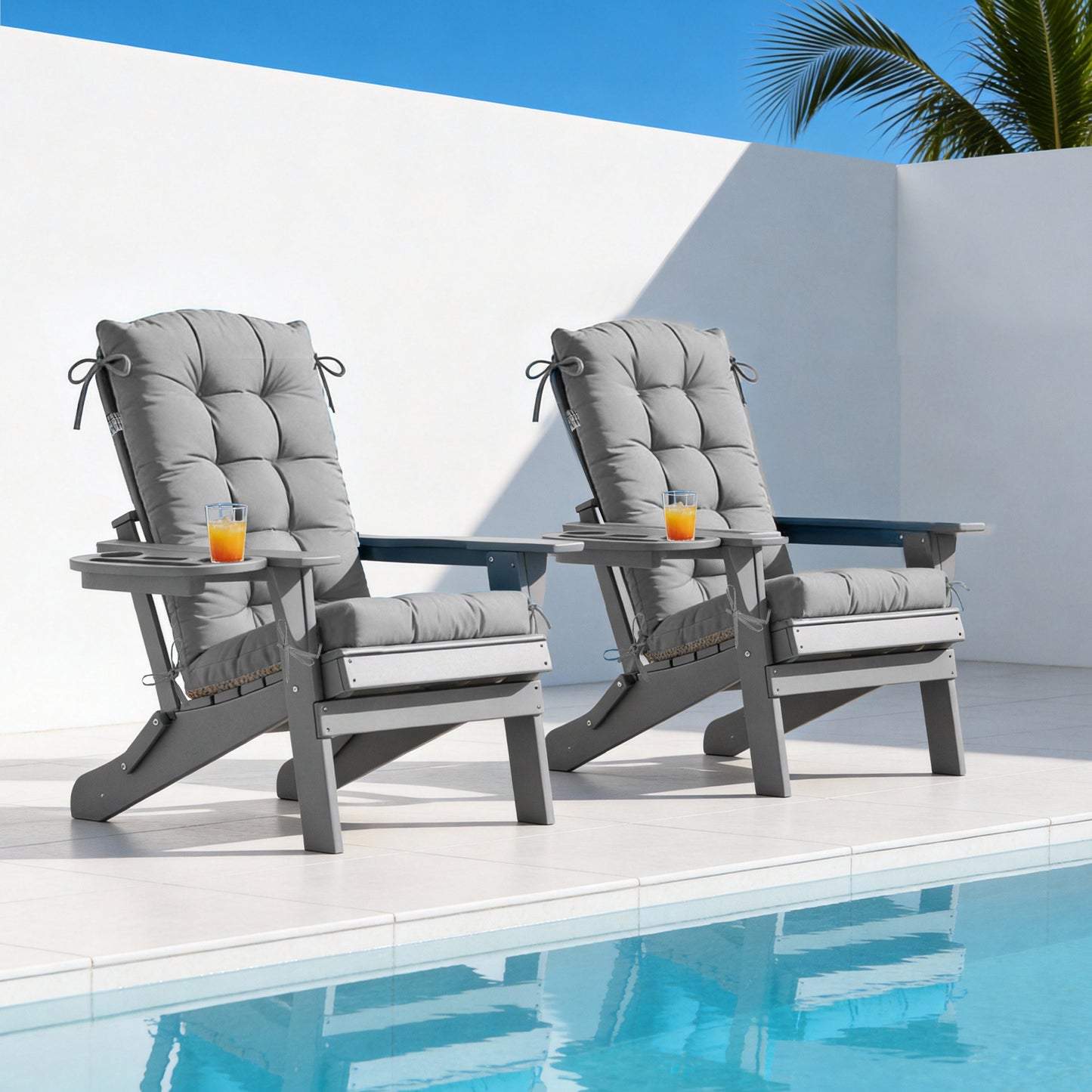 Waterproof Adirondack Chair Cushions with Ties & Non-Slip Bottom