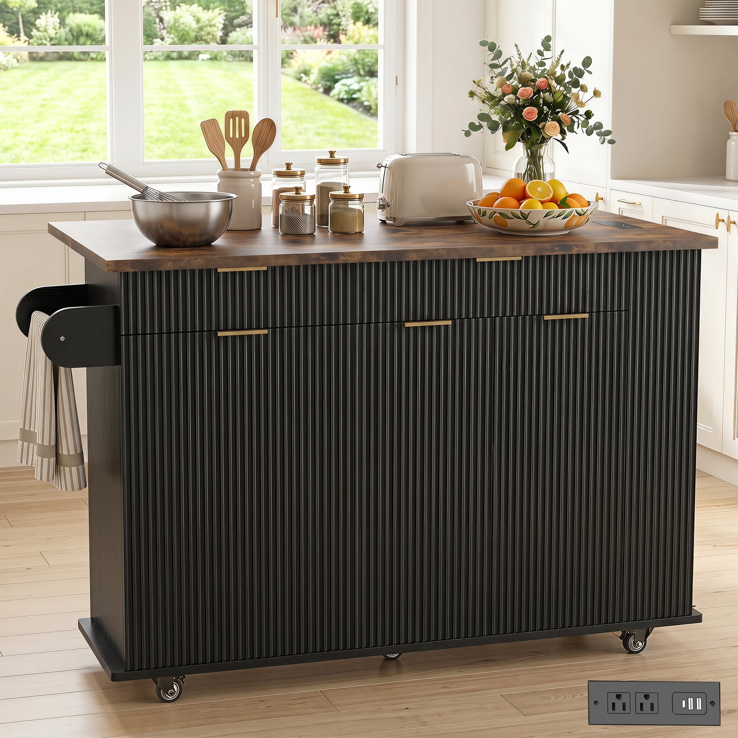 Black Kitchen Island - 1