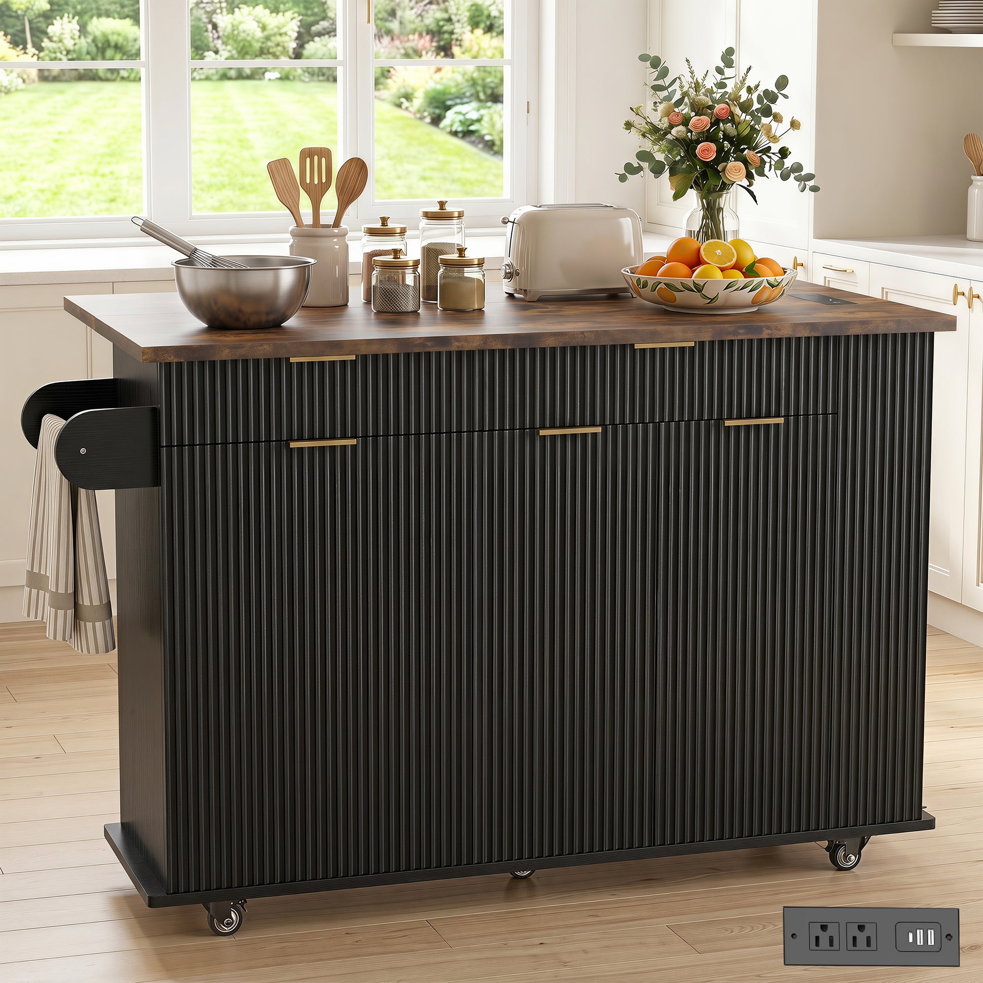 Black Kitchen Island - 1