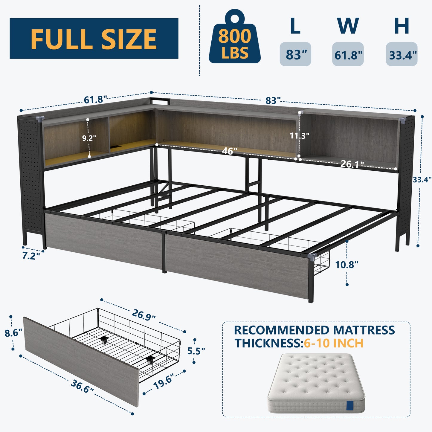 Gray Corner Bed - 4