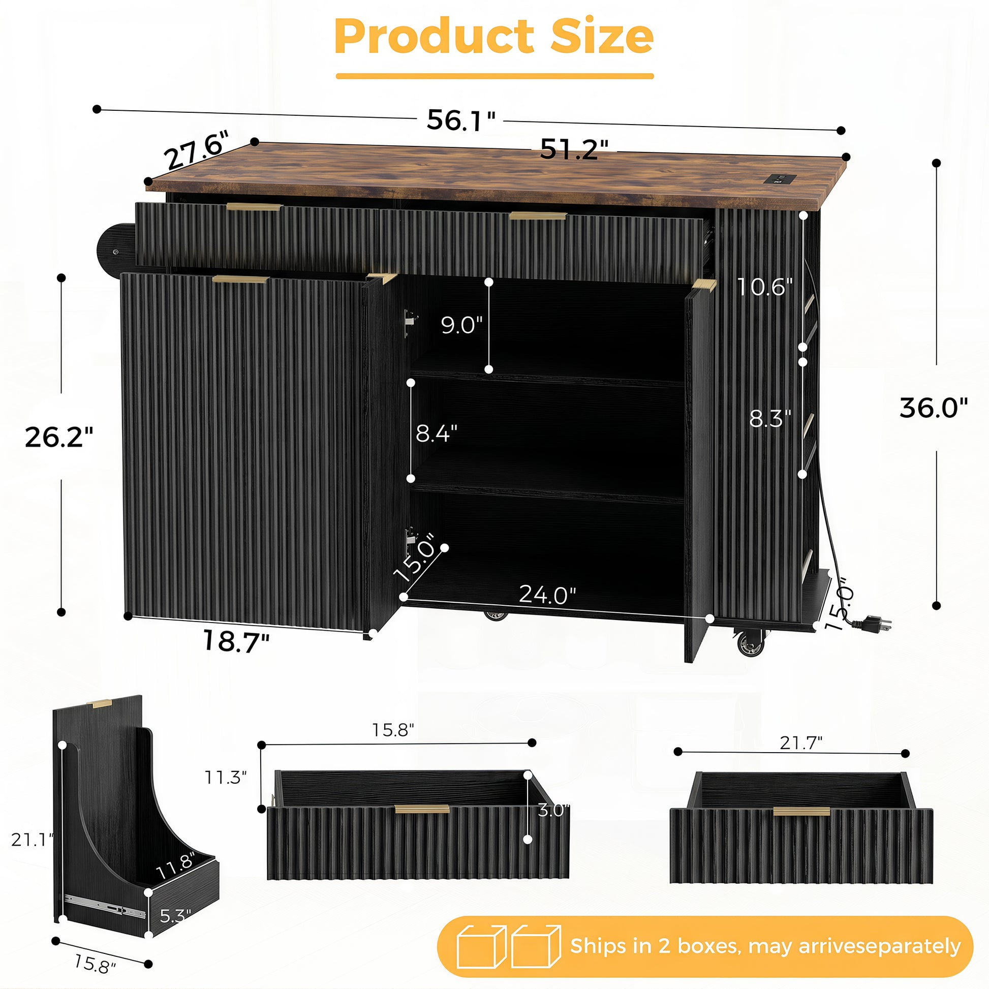 Black Kitchen Island - 3