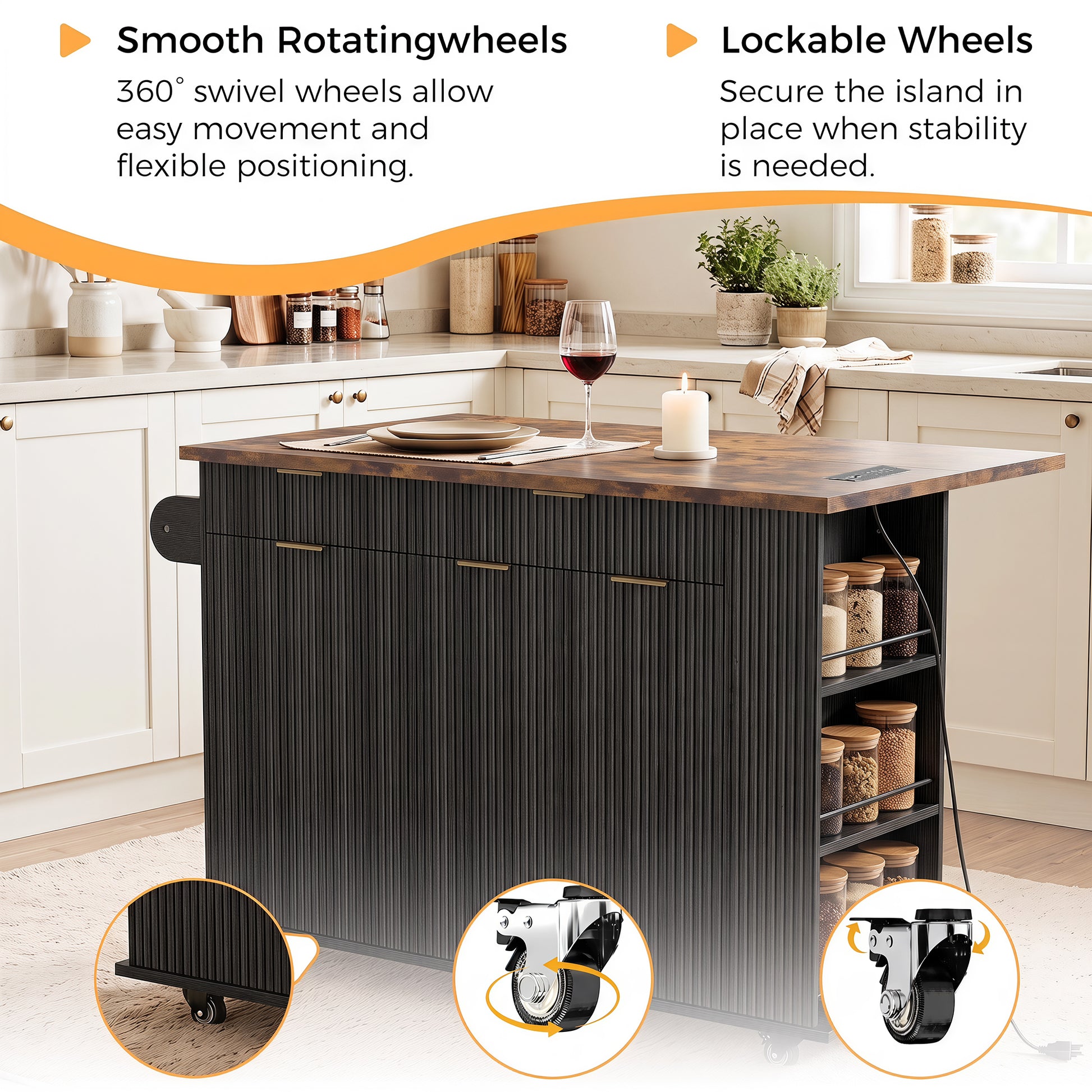 Black Kitchen Island - 5