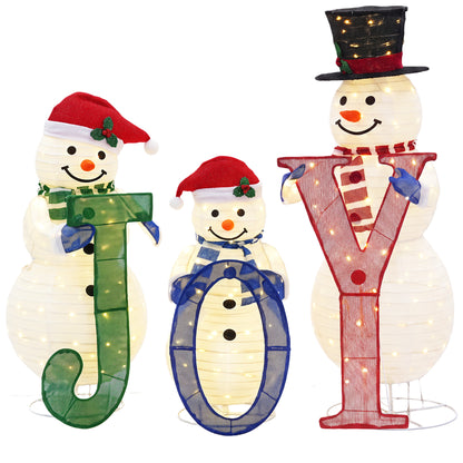 3Pcs 3D Lighted Pop-Up Snowman Family Set