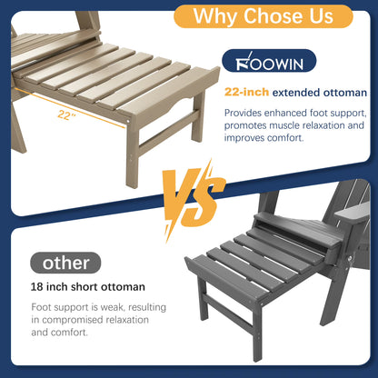 All-Weather Adjustable Adirondack Chair with Ottoman
