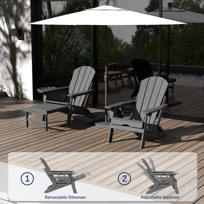 All-Weather Adjustable Adirondack Chair with Ottoman