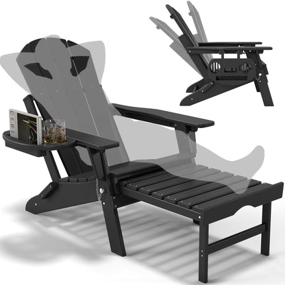 All-Weather Adjustable Adirondack Chair with Ottoman