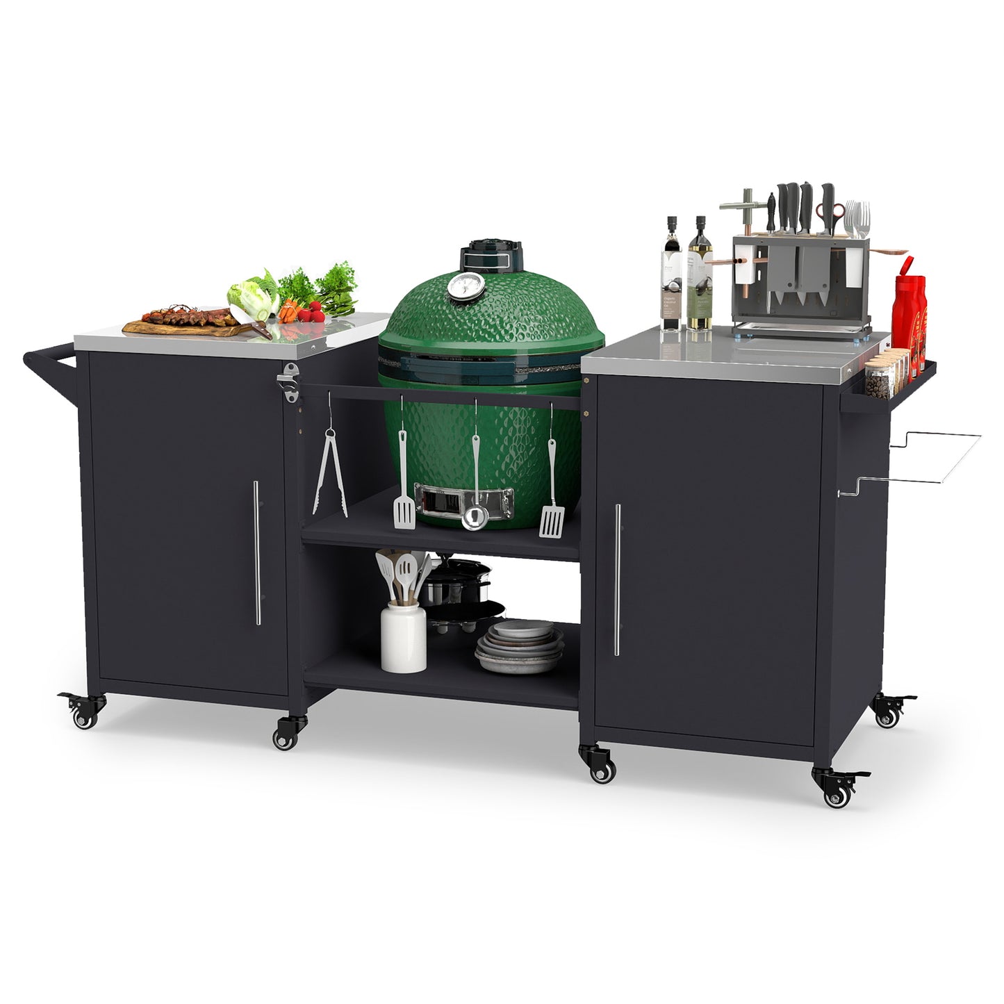 Outdoor Grill Table with Storage Cabinet