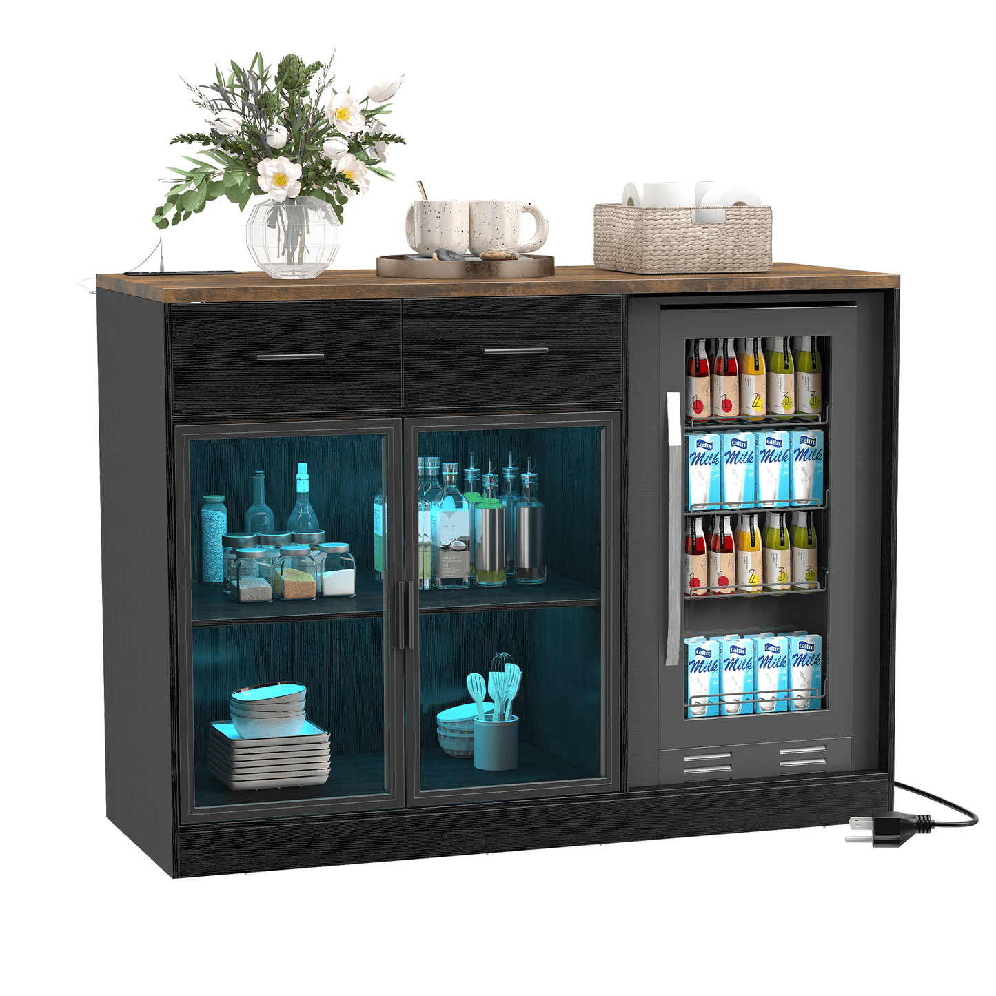 Wine Bar Cabinet with Drawers