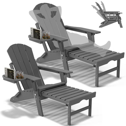 All-Weather Adjustable Adirondack Chair with Ottoman