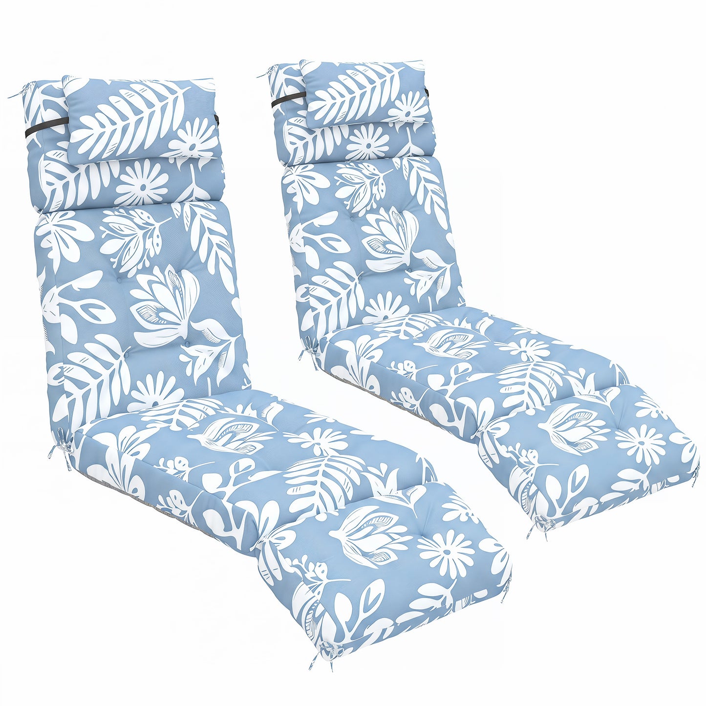 Waterproof 4-Section Chaise Lounge Cushion with Headrest