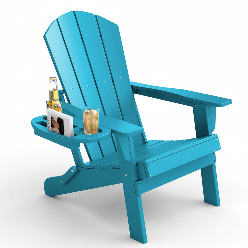 Classic Folding Adirondack Chair with Cup Holder – Foowin