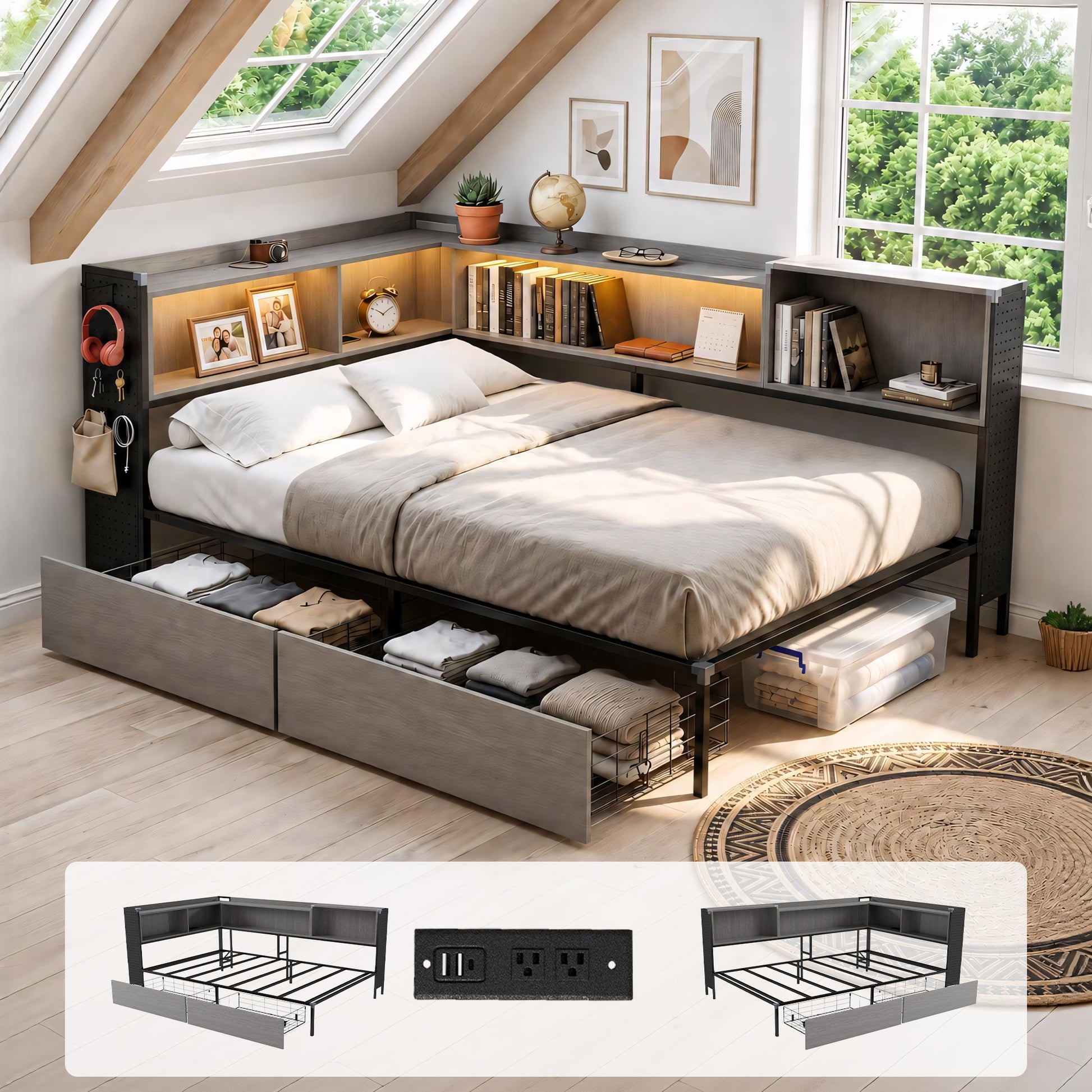 Gray Corner Bed - ZHU