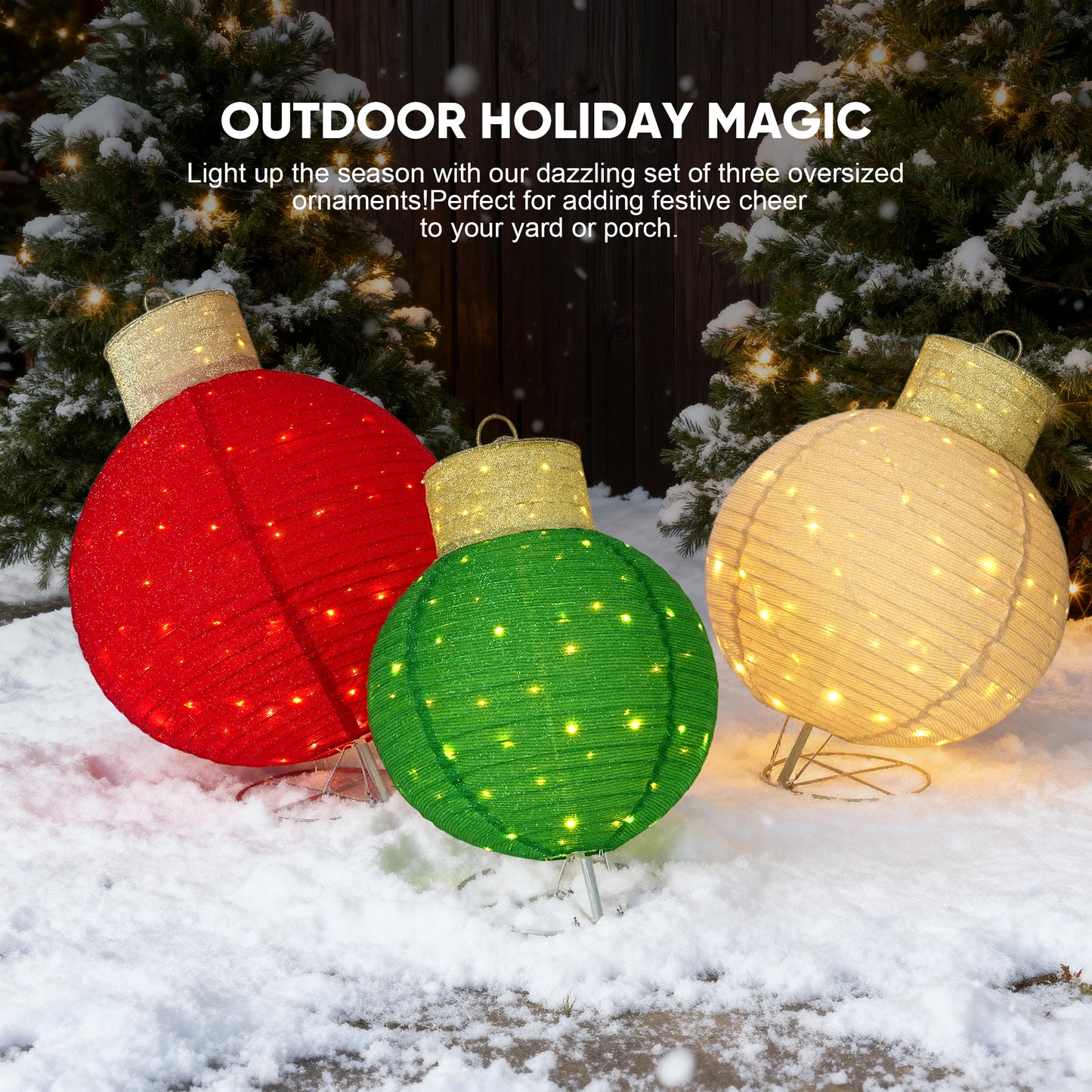 FOOWIN Lighted Pop-Up Outdoor Christmas Ornament Set