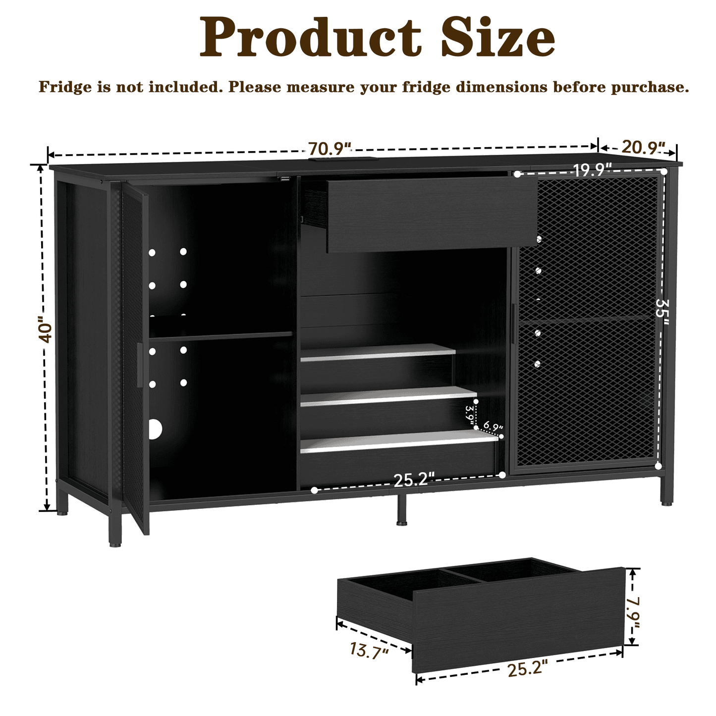 Long Bar Cabinet with Rack