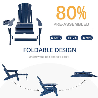 All-Weather Adjustable Adirondack Chair with Ottoman
