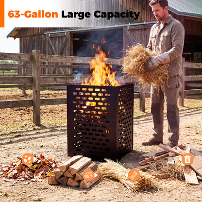 63 Gallon Ultra Brun Barrel Outdoor Incinerator