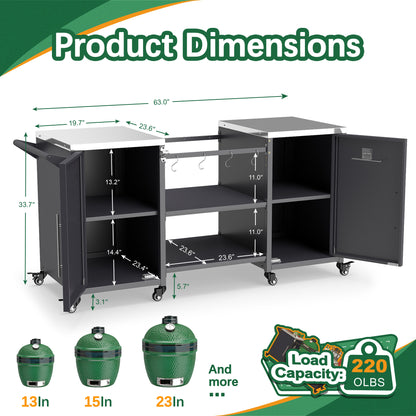 Outdoor Grill Table with Storage Cabinet