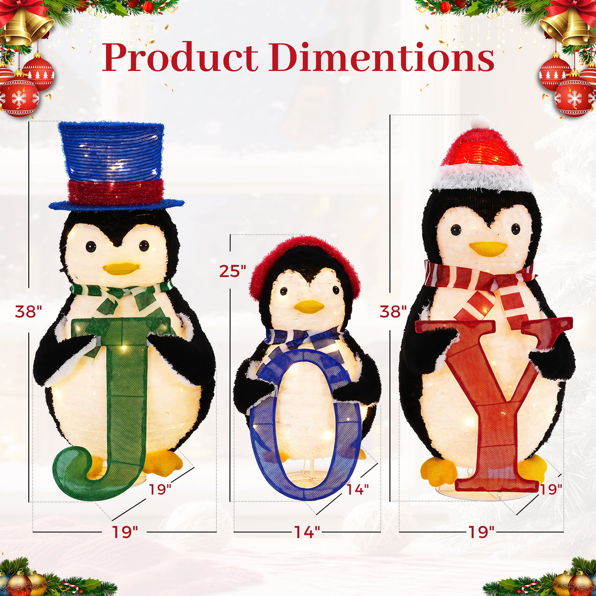 3-Piece Outdoor Lighted Christmas Penguin Family