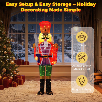 Warm White Glowing Soldier Nutcracker with 100 Lights