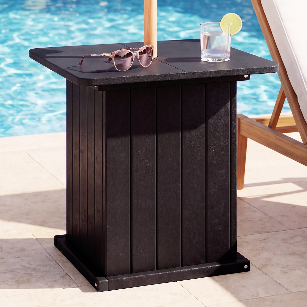 Outdoor Umbrella Side Table with Umbrella Hole