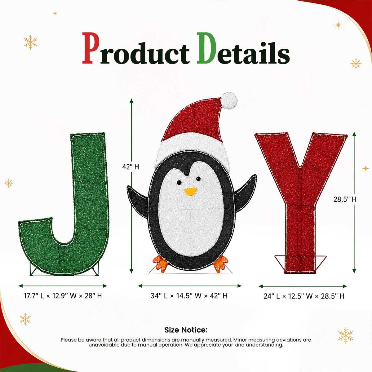 3‑Piece Lighted JOY Letter Sign