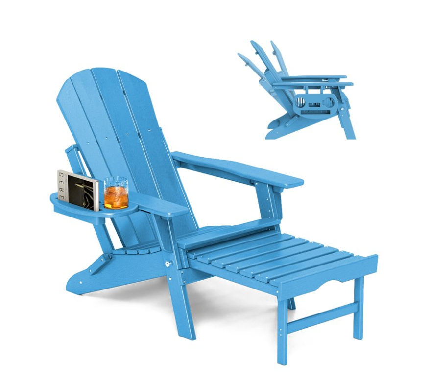 All-Weather Adjustable Adirondack Chair with Ottoman