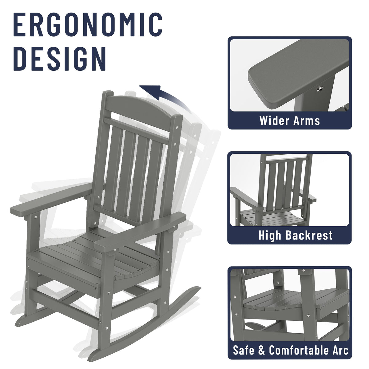 Modern HDPE Patio Rocking Chairs