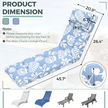 Waterproof 4-Section Chaise Lounge Cushion with Headrest