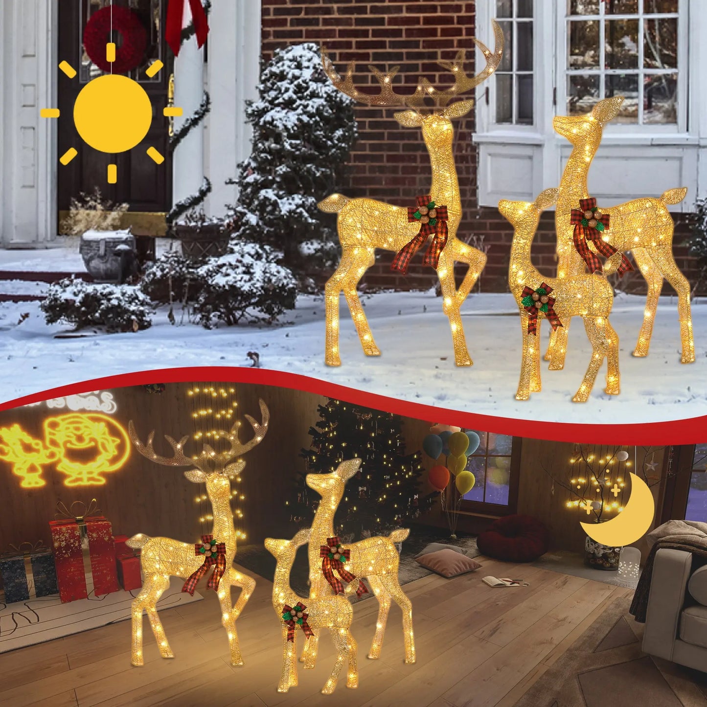 3-Piece Large Christmas Deer Family - Foowin