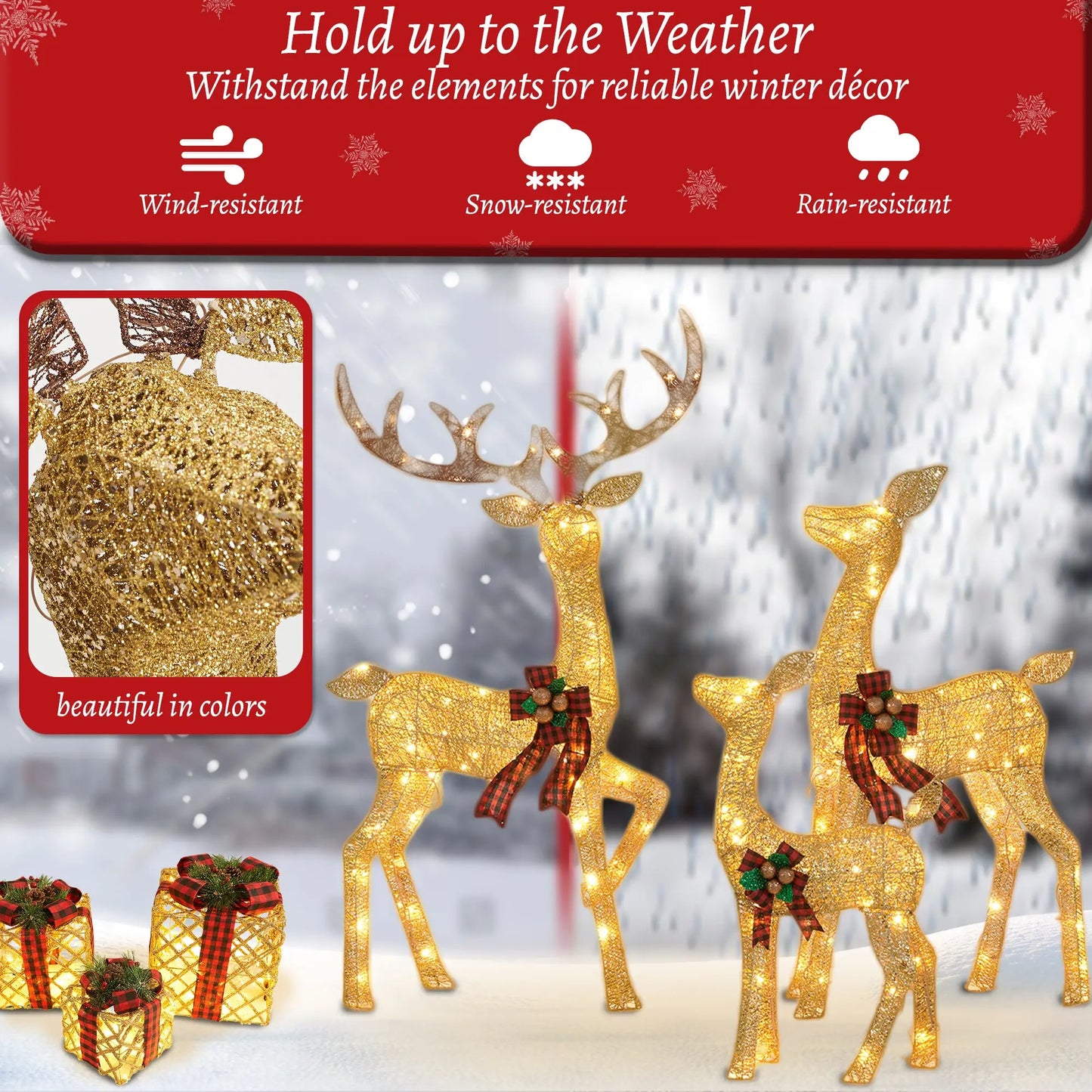 3-Piece Large Christmas Deer Family - Foowin