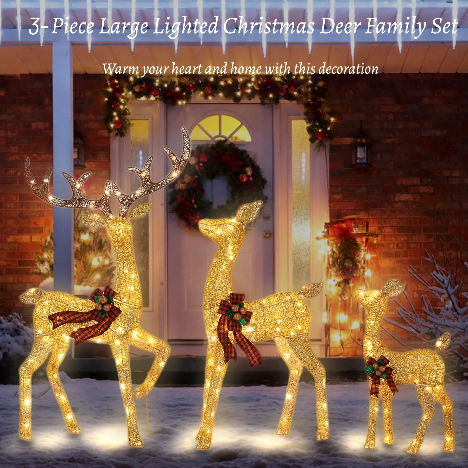3-Piece Large Christmas Deer Family - Foowin