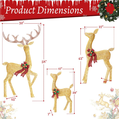 3-Piece Large Christmas Deer Family - Foowin