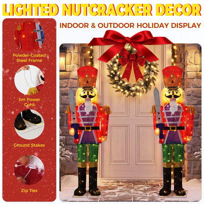 Warm White Glowing Soldier Nutcracker with 100 Lights