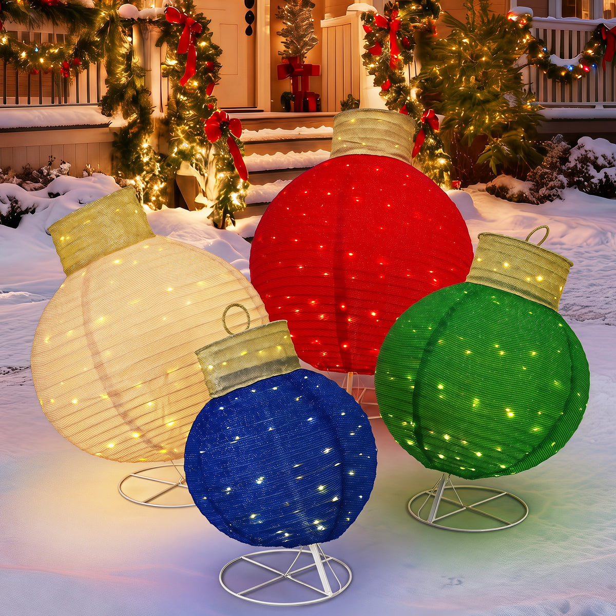 FOOWIN Lighted Pop-Up Outdoor Christmas Ornament Set