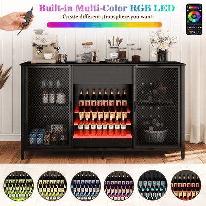 Long Bar Cabinet with Rack