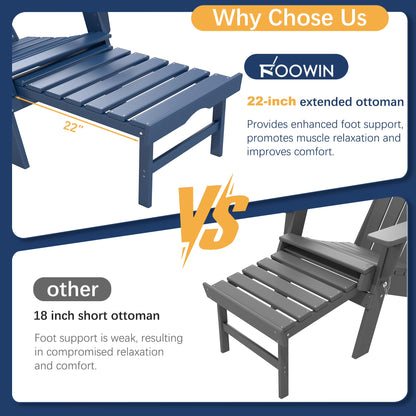 All-Weather Adjustable Adirondack Chair with Ottoman