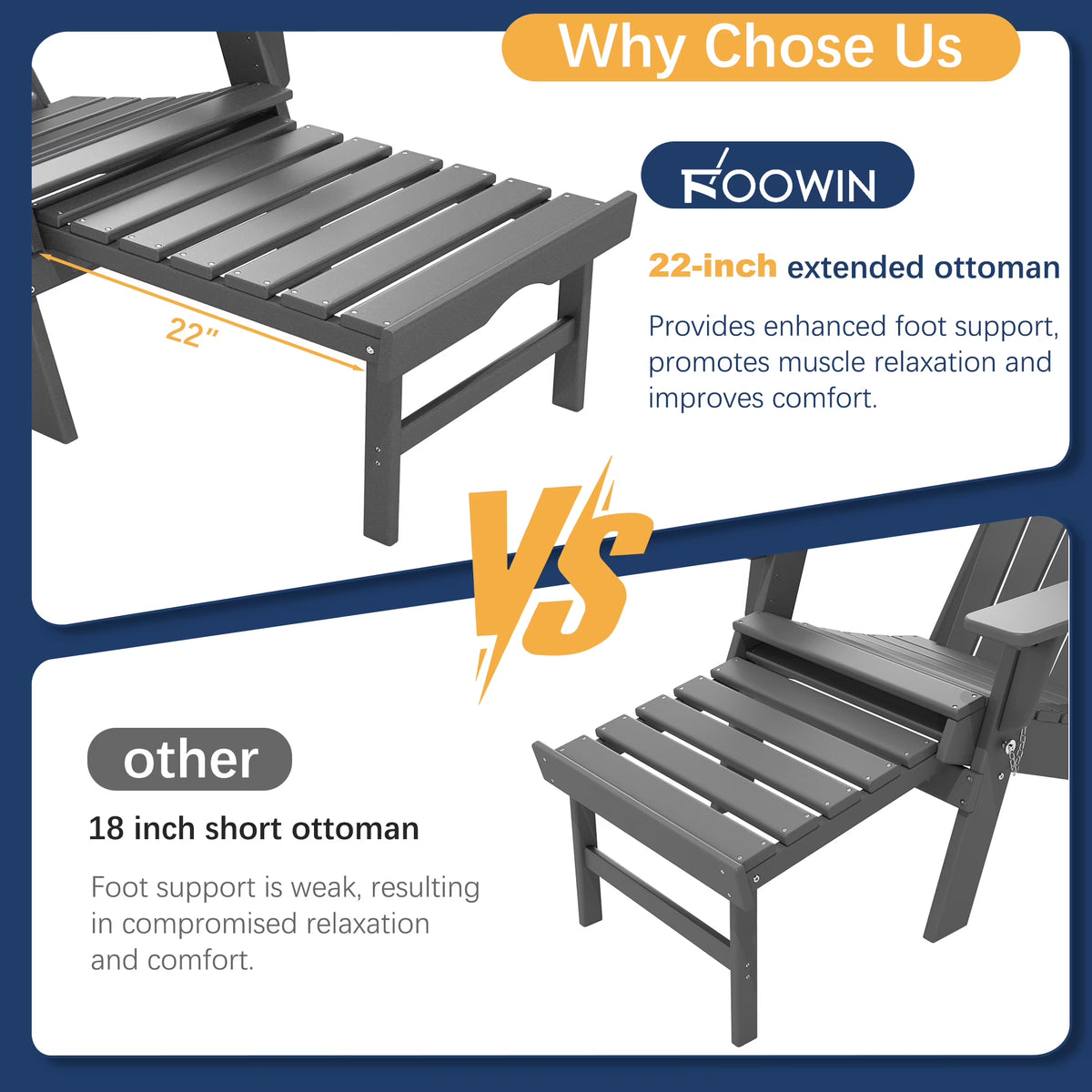 All-Weather Adjustable Adirondack Chair with Ottoman