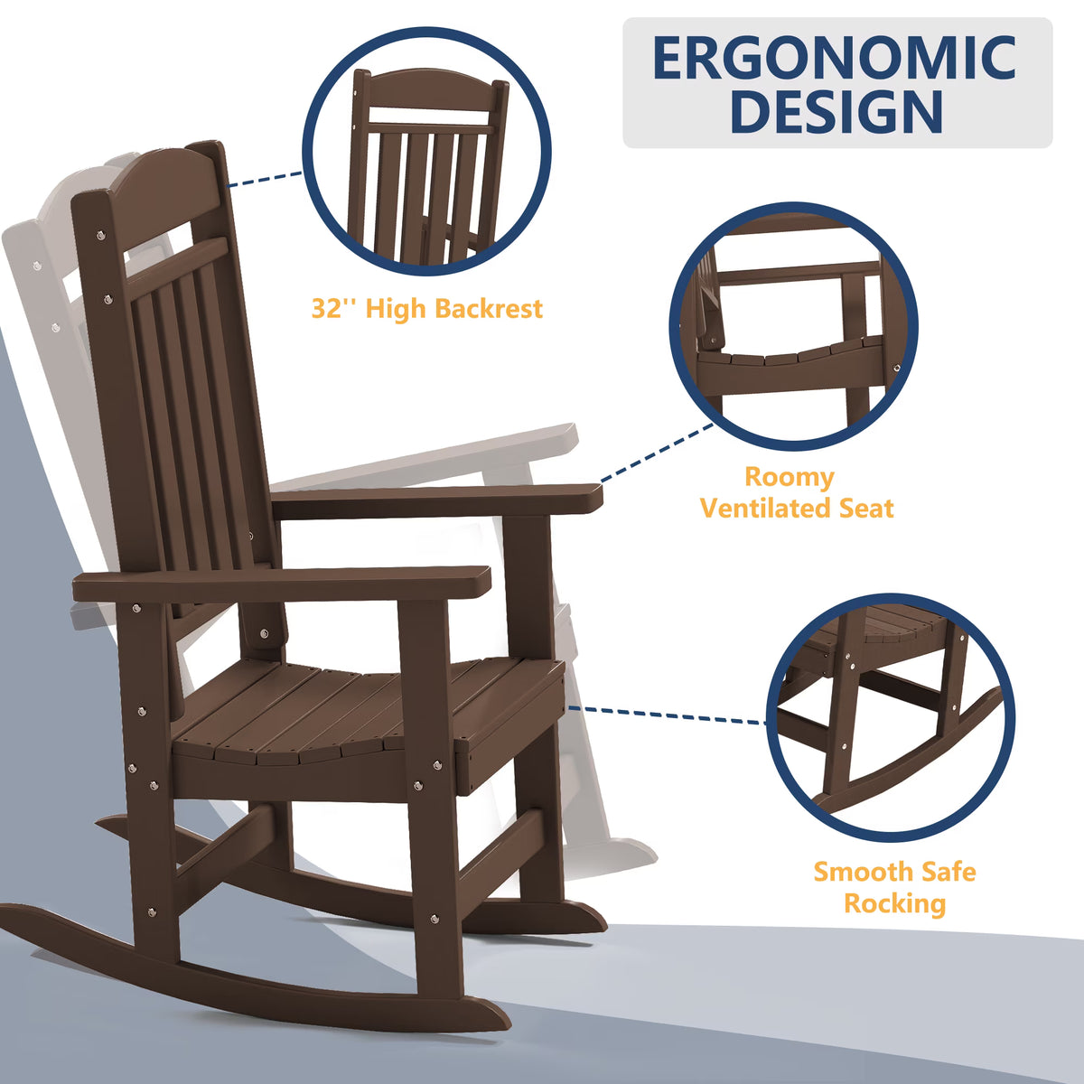 Modern HDPE Patio Rocking Chairs