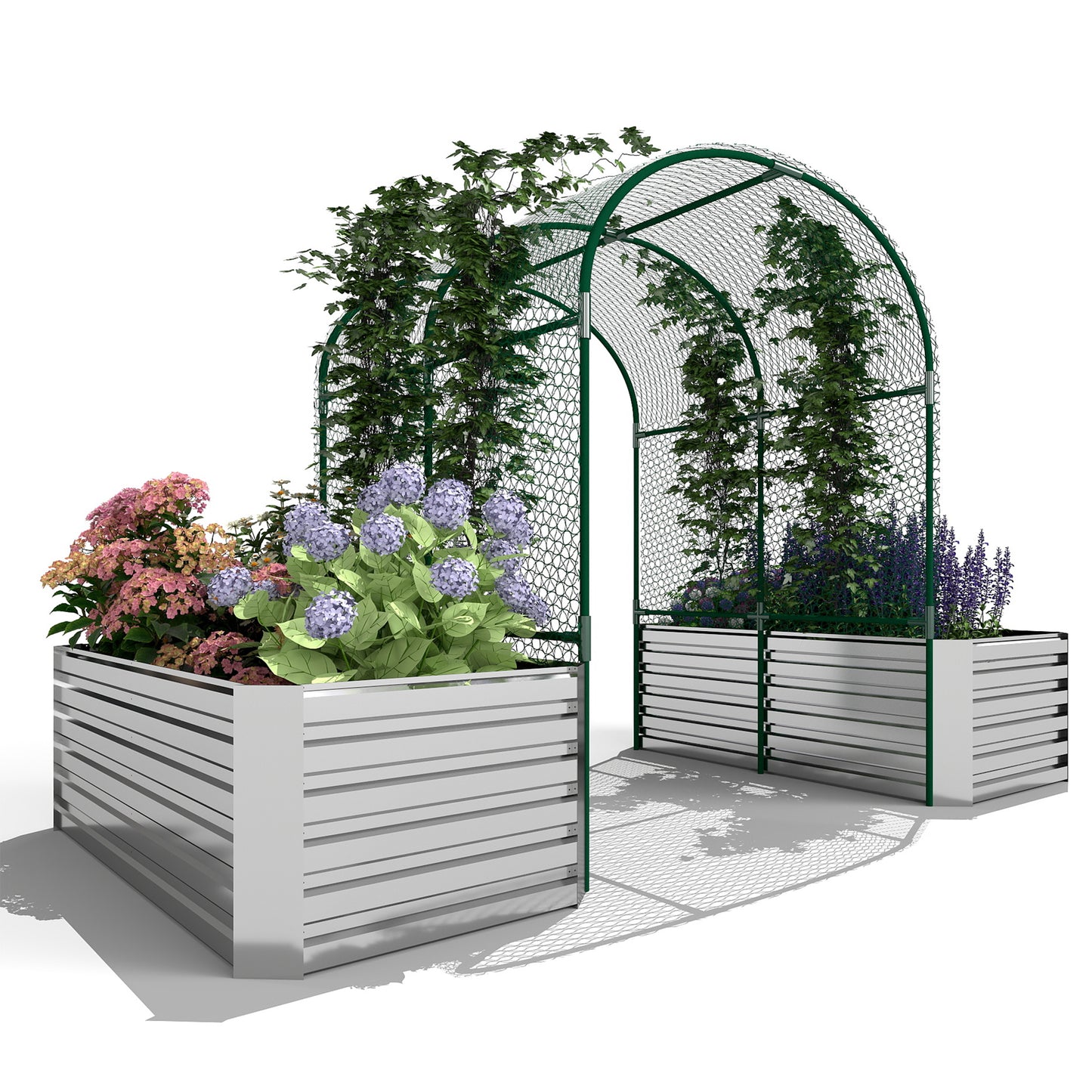 3 in 1 Galvanized Raised Garden Bed with Trellis – Foowin
