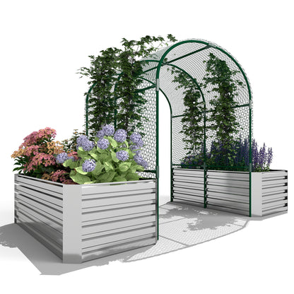 3 in 1 Galvanized Raised Garden Bed with Trellis – Foowin