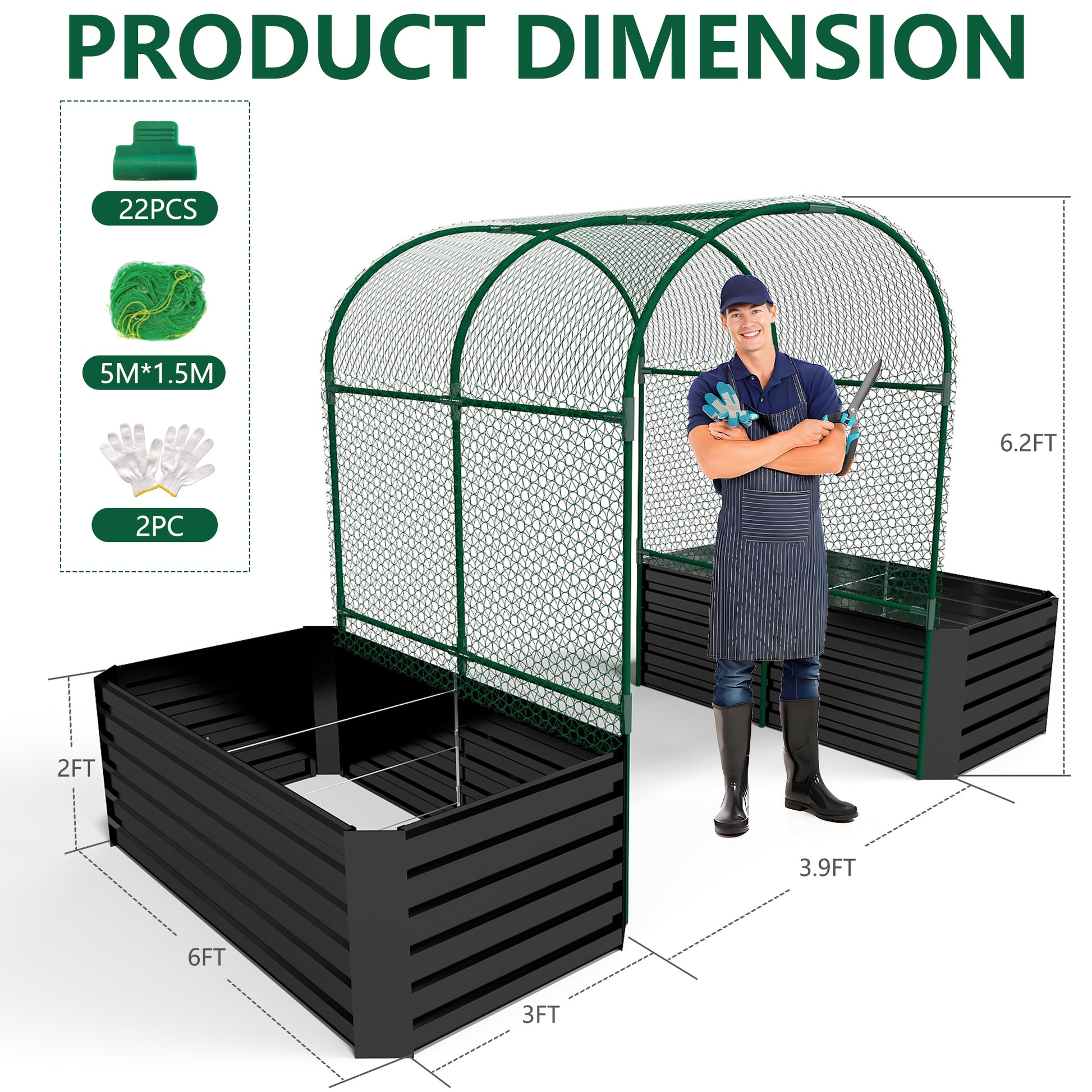 3 in 1 Galvanized Raised Garden Bed with Trellis – Foowin