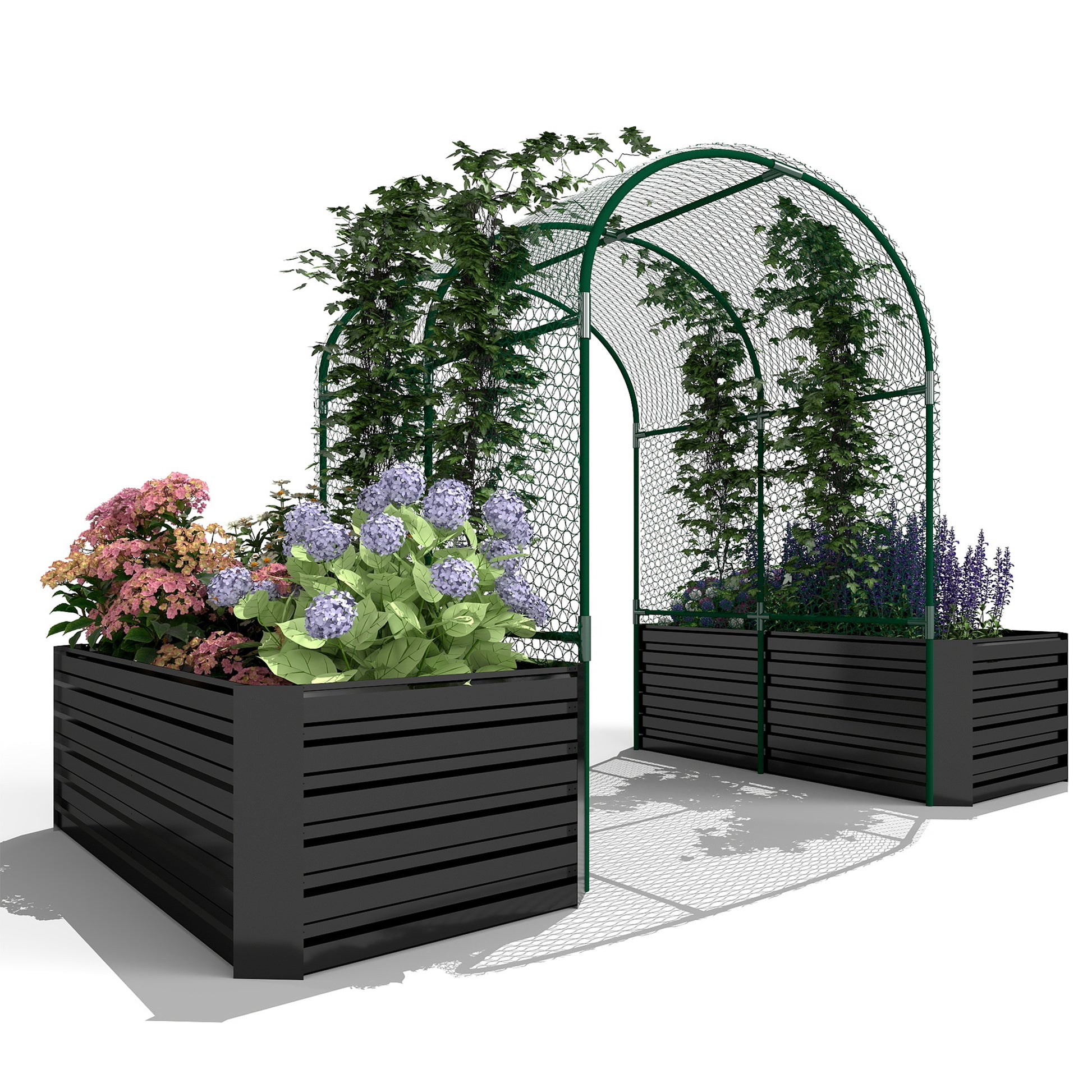 3 in 1 Galvanized Raised Garden Bed with Trellis – Foowin