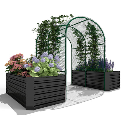 3 in 1 Galvanized Raised Garden Bed with Trellis – Foowin