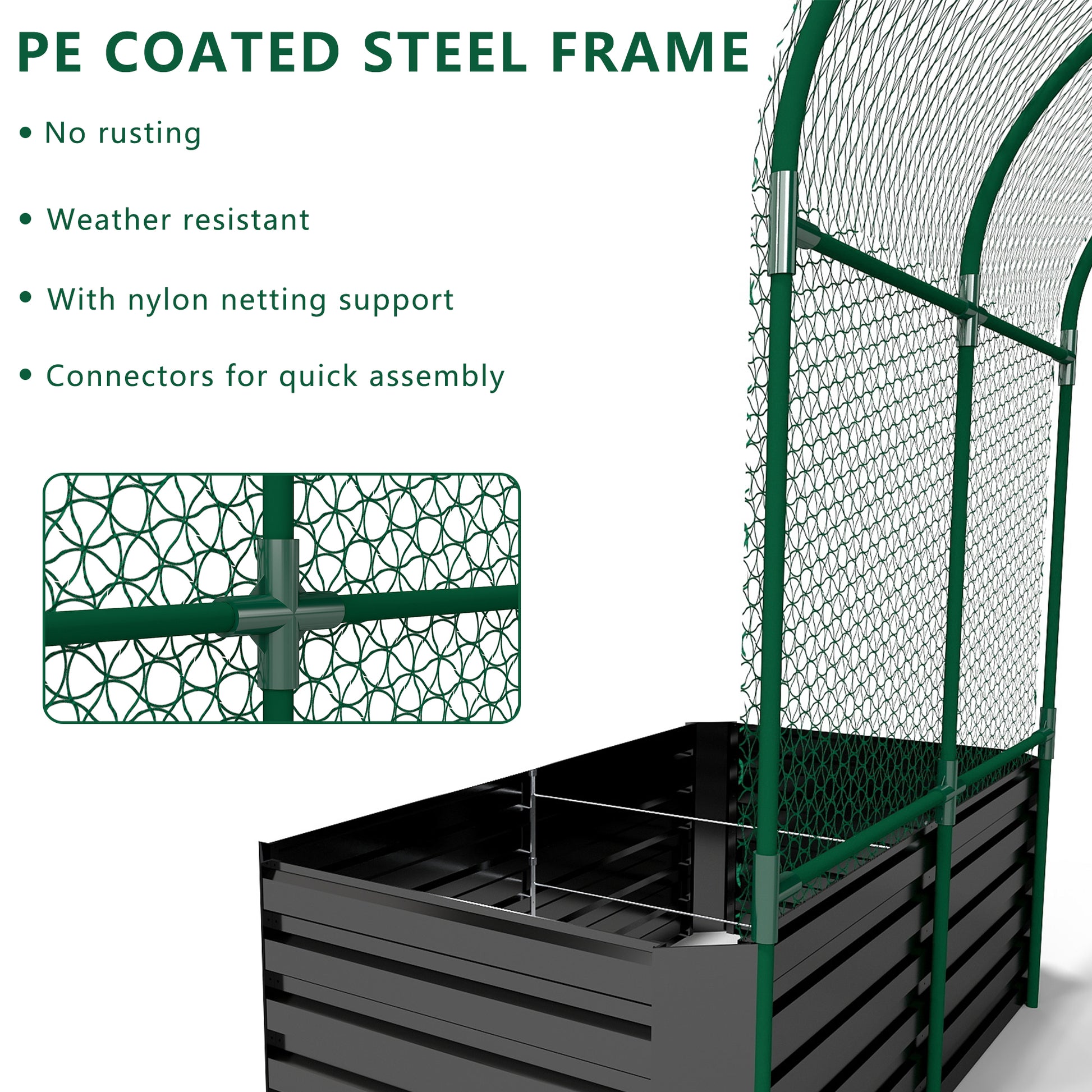 3 in 1 Galvanized Raised Garden Bed with Trellis – Foowin